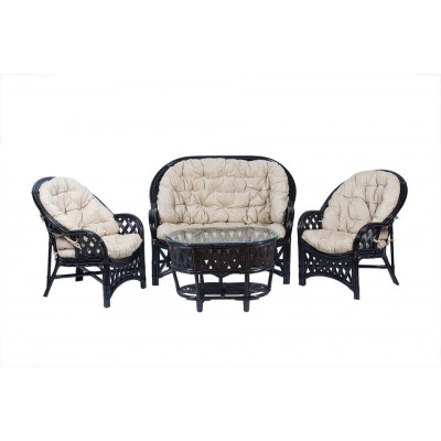 Комплект Черчилль с 2-местным диваном и овальным столом, подушки светлые