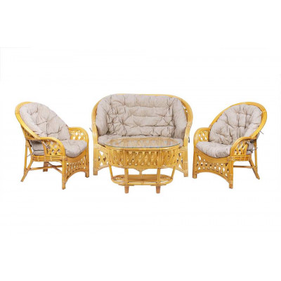 Комплект Черчилль с 2-местным диваном и овальным столом, подушки светлые