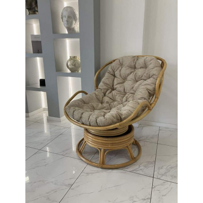 Вращающееся кресло из ротанга Папасан Челси в цвете мёд