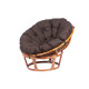 Кресло из ротанга Папасан с коричневой подушкой