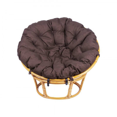 Кресло из ротанга Папасан с коричневой подушкой