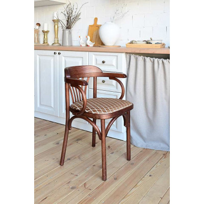 Кресло Венское мягкое с рогожкой, светло-коричневый