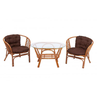 Багама Дуэт с овальным столом, подушки простые коричневые