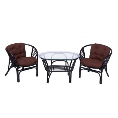 Багама Дуэт с овальным столом, подушки простые коричневые