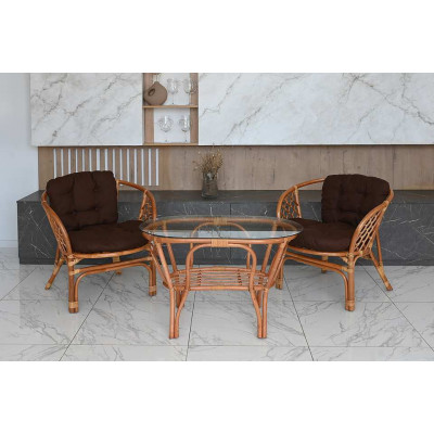 Багама Дуэт с овальным столом, подушки простые коричневые