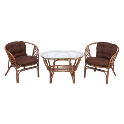 Багама Дуэт с овальным столом, подушки простые коричневые