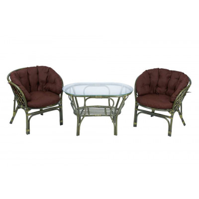 Багама Дуэт с овальным столом, подушки полные коричневые