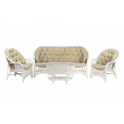 Комплект Черчилль с 3-местным диваном и овальным столом, подушки светлые