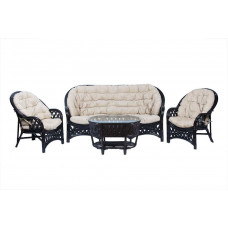 Комплект Черчилль с 3-местным диваном и овальным столом, подушки светлые