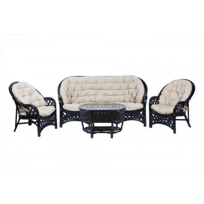 Комплект Черчилль с 3-местным диваном и овальным столом, подушки светлые