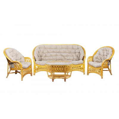 Комплект Черчилль с 3-местным диваном и овальным столом, подушки светлые