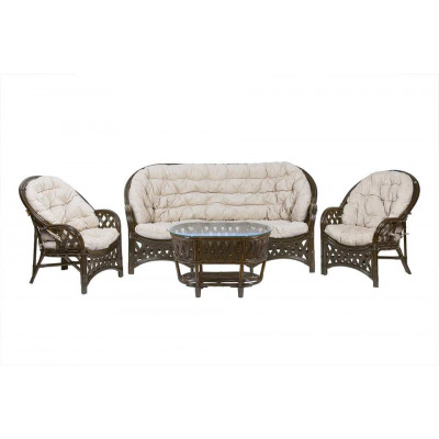 Комплект Черчилль с 3-местным диваном и овальным столом, подушки светлые