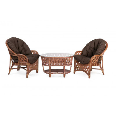 Черчилль Дуэт с овальным столом, подушки коричневые