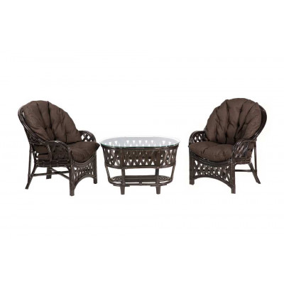 Черчилль Дуэт с овальным столом, подушки коричневые