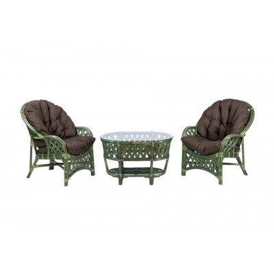 Черчилль Дуэт с овальным столом, подушки коричневые