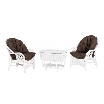 Черчилль Дуэт с овальным столом, подушки коричневые