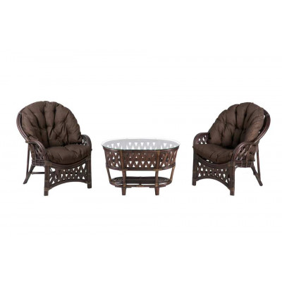 Черчилль Дуэт с овальным столом, подушки коричневые