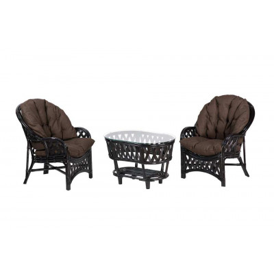 Черчилль Дуэт с овальным столом, подушки коричневые
