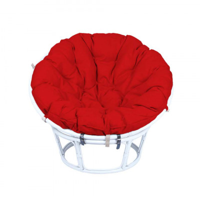 Кресло из ротанга Папасан с красной подушкой
