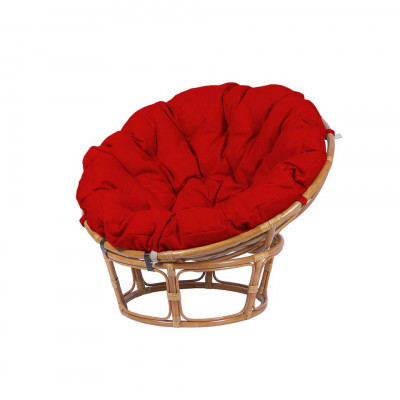 Кресло из ротанга Папасан с красной подушкой