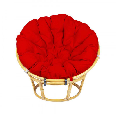 Кресло из ротанга Папасан с красной подушкой