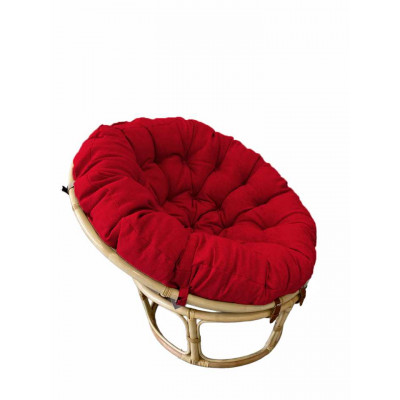 Кресло из ротанга Папасан с красной подушкой