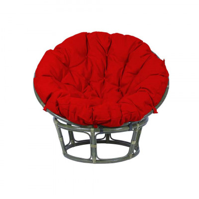 Кресло из ротанга Папасан с красной подушкой