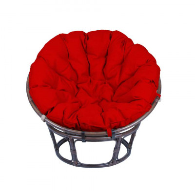 Кресло из ротанга Папасан с красной подушкой