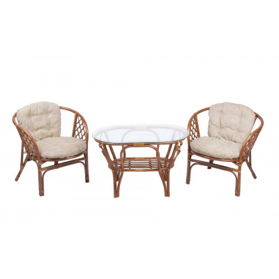 Багама Дуэт с овальным столом, подушки простые светлые