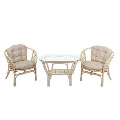 Багама Дуэт с овальным столом, подушки простые светлые