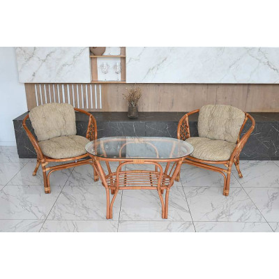 Багама Дуэт с овальным столом, подушки простые светлые