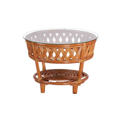 Комплект Черчилль с 3-местным диваном и круглым столом, подушки коричневые