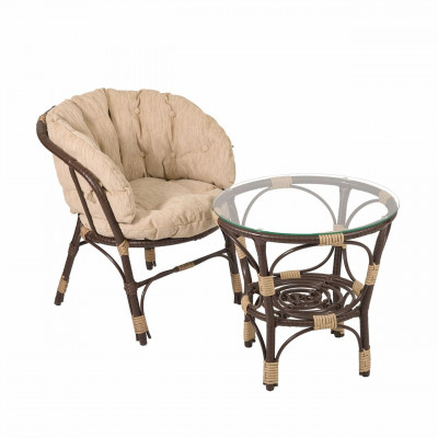 Багама Дуэт с бежевыми подушками (искусственный ротанг)