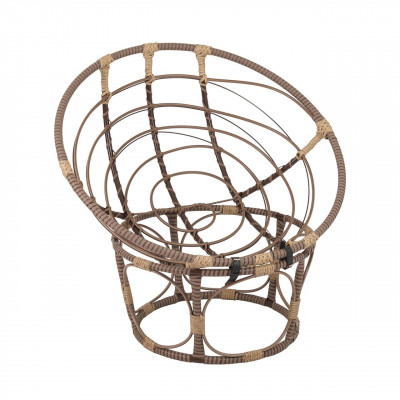 Кресло Папасан, искусственный ротанг, подушка бежевая