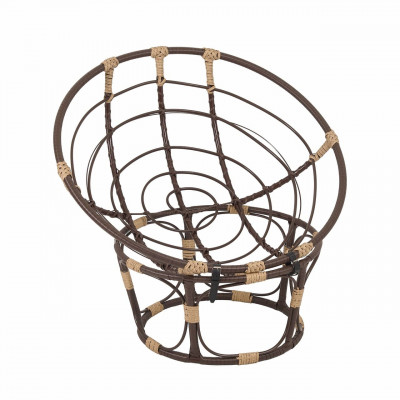 Кресло Папасан, искусственный ротанг, подушка бежевая