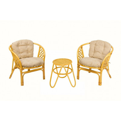 Кофейный комплект с креслами Багама (подушки светлые)