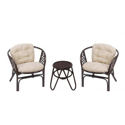 Кофейный комплект с креслами Багама (подушки светлые)