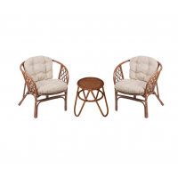 Кофейный комплект с креслами Багама (подушки светлые)