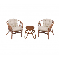 Кофейный комплект с креслами Багама (подушки светлые)