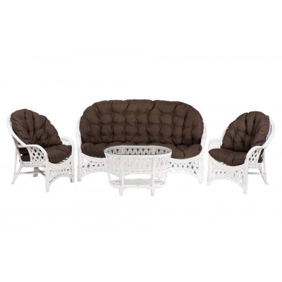 Комплект Черчилль с 3-местным диваном и овальным столом, подушки коричневые