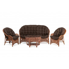 Комплект Черчилль с 3-местным диваном и овальным столом, подушки коричневые
