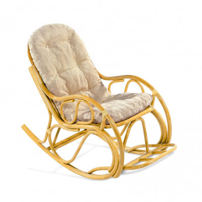 Кресло-качалка из ротанга 05/05, подушка бежевая