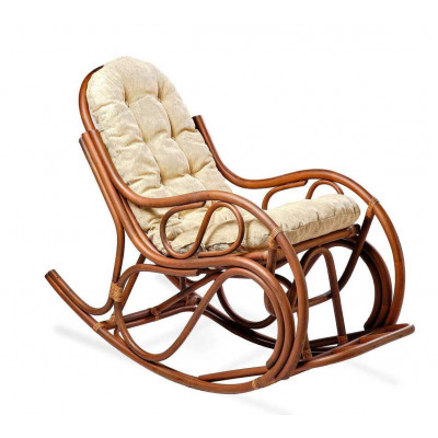 Кресло-качалка из ротанга 05/05, подушка бежевая