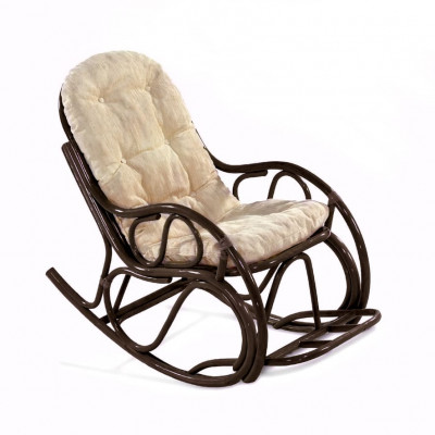 Кресло-качалка из ротанга 05/05, подушка бежевая