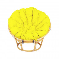 Кресло из ротанга Папасан с желтой подушкой