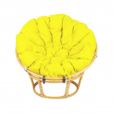 Кресло из ротанга Папасан с желтой подушкой