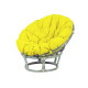 Кресло из ротанга Папасан с желтой подушкой