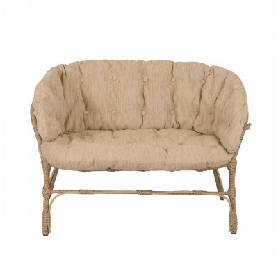 Комплект Багама с диваном и бежевыми подушками (искусственный ротанг)