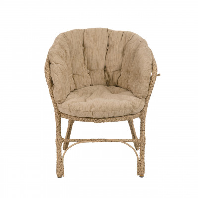 Комплект Багама с диваном и бежевыми подушками (искусственный ротанг)