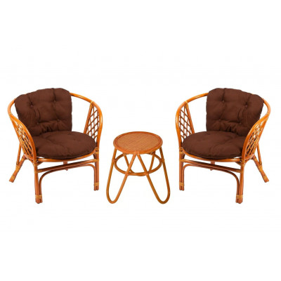 Кофейный комплект с креслами Багама (подушки коричневые)